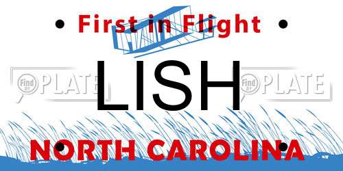 LISH North Carolina License Plate