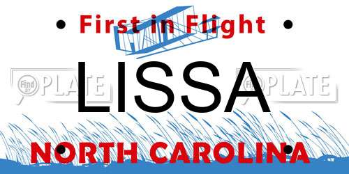 LISSA North Carolina License Plate