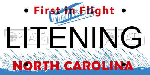 LITENING North Carolina License Plate