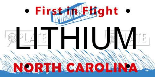 LITHIUM North Carolina License Plate