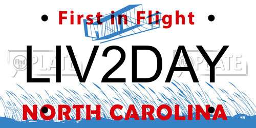 LIV2DAY North Carolina License Plate
