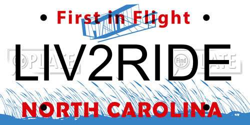 LIV2RIDE North Carolina License Plate
