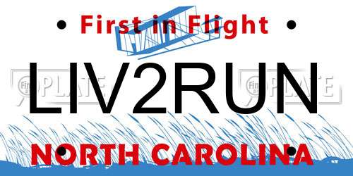 LIV2RUN North Carolina License Plate