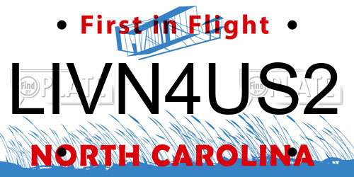LIVN4US2 North Carolina License Plate