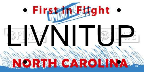 LIVNITUP North Carolina License Plate