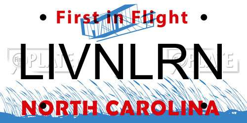 LIVNLRN North Carolina License Plate