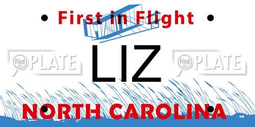 LIZ North Carolina License Plate