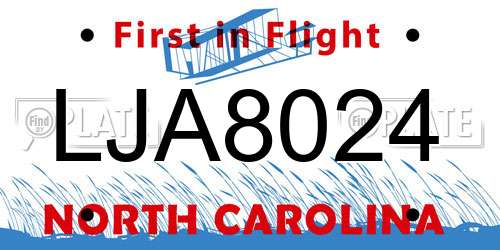 LJA8024 North Carolina License Plate