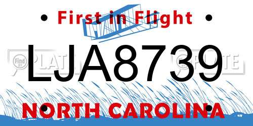 LJA8739 North Carolina License Plate