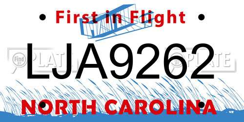 LJA9262 North Carolina License Plate