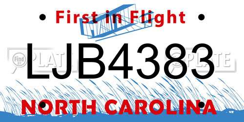 LJB4383 North Carolina License Plate