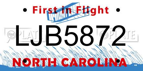 LJB5872 North Carolina License Plate
