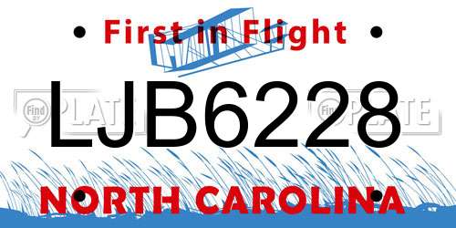 LJB6228 North Carolina License Plate
