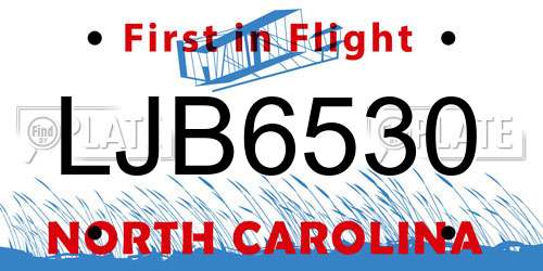 LJB6530 North Carolina License Plate