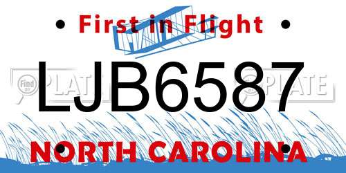 LJB6587 North Carolina License Plate