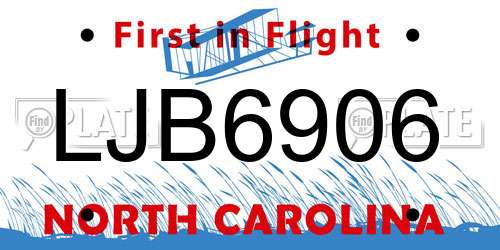 LJB6906 North Carolina License Plate