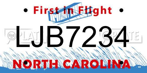 LJB7234 North Carolina License Plate