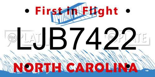 LJB7422 North Carolina License Plate
