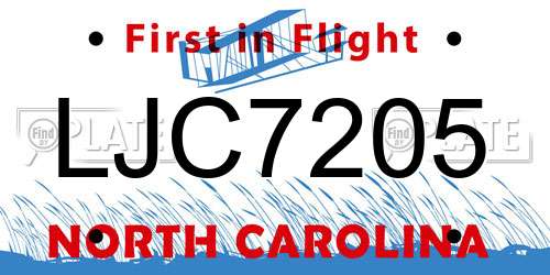 LJC7205 North Carolina License Plate