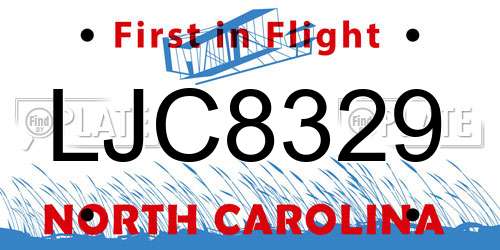 LJC8329 North Carolina License Plate