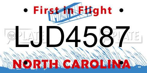 LJD4587 North Carolina License Plate