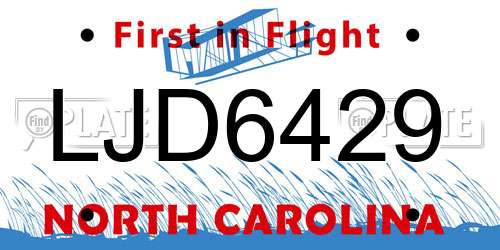 LJD6429 North Carolina License Plate