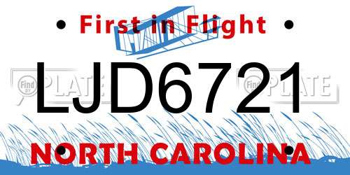 LJD6721 North Carolina License Plate