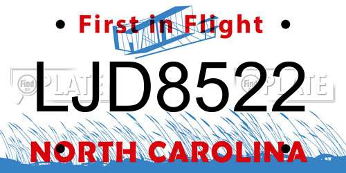 LJD8522 North Carolina License Plate