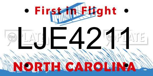 LJE4211 North Carolina License Plate