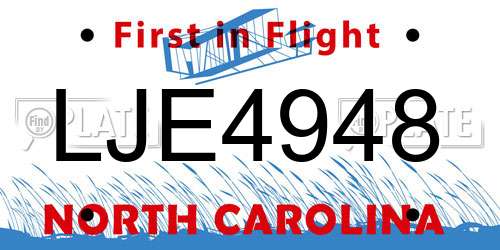 LJE4948 North Carolina License Plate