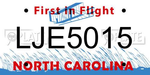 LJE5015 North Carolina License Plate