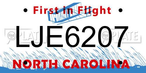LJE6207 North Carolina License Plate