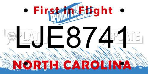 LJE8741 North Carolina License Plate