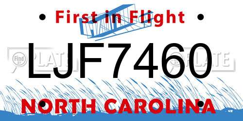 LJF7460 North Carolina License Plate