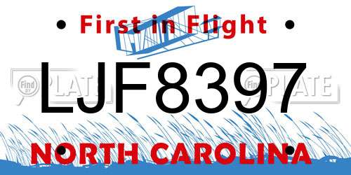 LJF8397 North Carolina License Plate
