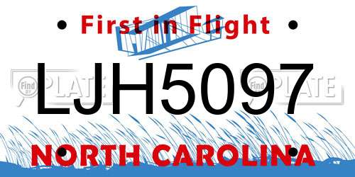 LJH5097 North Carolina License Plate