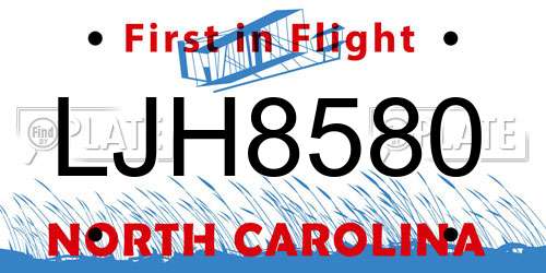 LJH8580 North Carolina License Plate