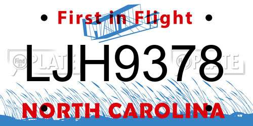 LJH9378 North Carolina License Plate