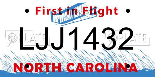 LJJ1432 North Carolina License Plate