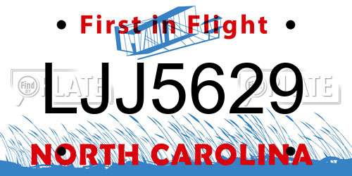 LJJ5629 North Carolina License Plate