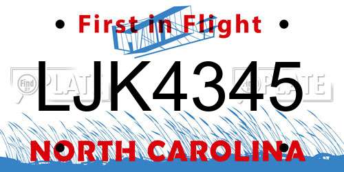 LJK4345 North Carolina License Plate