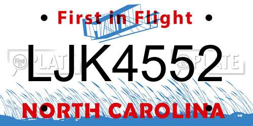 LJK4552 North Carolina License Plate