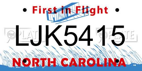 LJK5415 North Carolina License Plate