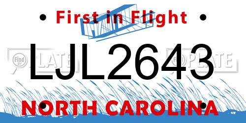 LJL2643 North Carolina License Plate