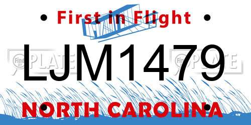 LJM1479 North Carolina License Plate