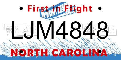 LJM4848 North Carolina License Plate