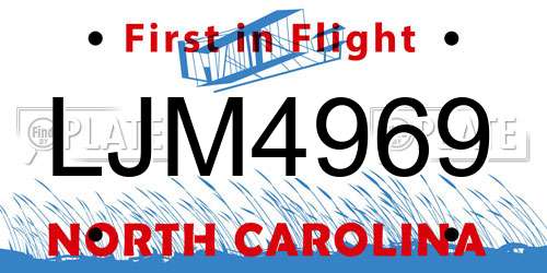LJM4969 North Carolina License Plate