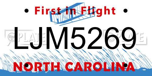 LJM5269 North Carolina License Plate