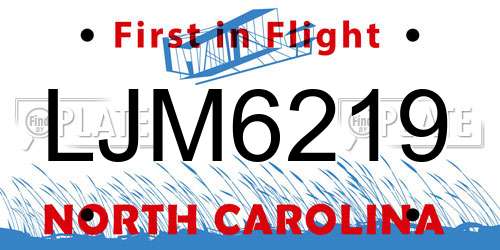 LJM6219 North Carolina License Plate