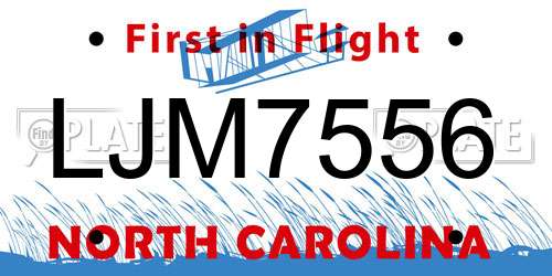 LJM7556 North Carolina License Plate